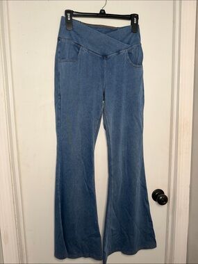 HALARA Light Blue Flare Jeans with Crossover Waist Size M